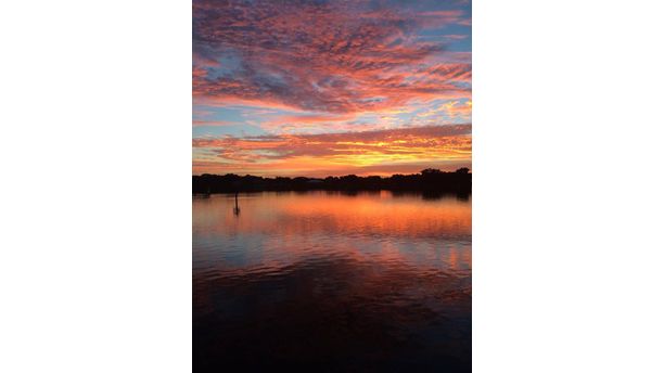 Beautiful Sunrise Sky Coffeepot Bayou