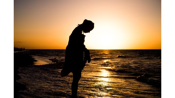 Enjoying the Ocean at Sunset