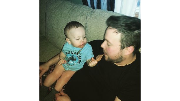 Sharing fudgesicles with Daddy