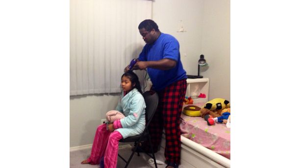 Daddy does my hair