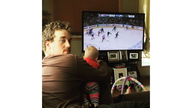 Hockey with His little girl