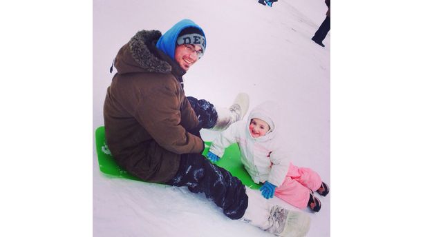 Dad and me tobogganing!