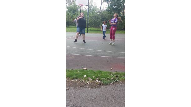 Family fun game of Basketball 