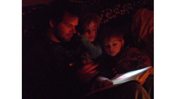 My children W/Bible in hurricane Sandy 